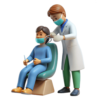 dynamic spectacular Dentist examining patient NO BACKGROUND with Transparent Background. masterfully captured png