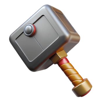 elegant mysterious rustic Thor's Hammer, Mjolnir, powerful and iconic, NO BACKGROUND with Transparent Background. perfect clarity png