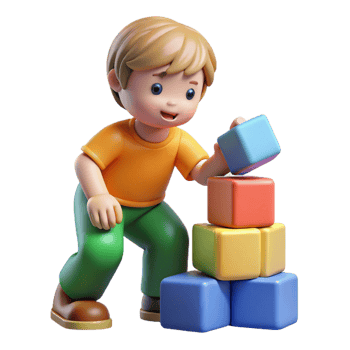exemplary avant-garde Child playing with blocks NO BACKGROUND with Transparent Background. professional png