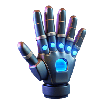 quintessential organic Cybernetic hand with glowing fingertips. NO BACKGROUND with Transparent Background. impeccable png