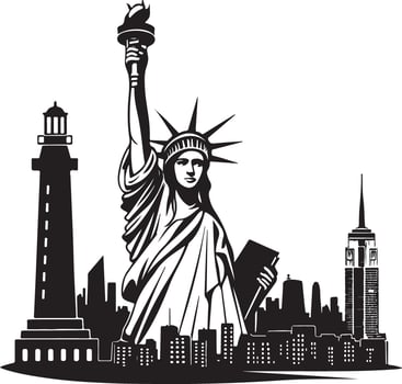 USA Landmark Statue of Liberty Silhouette File vector
