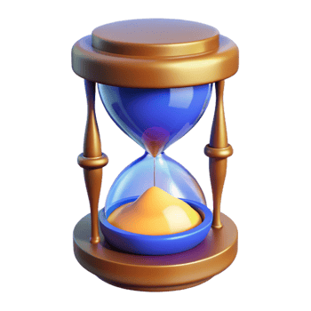 melancholic enchanting A stylized hourglass, filled with glowing sand. NO BACKGROUND with Transparent Background. fine detail png