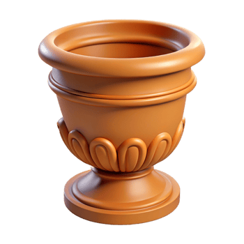 harmonious fascinating Terracotta flower pot, classical design, NO BACKGROUND with Transparent Background. ultra HD png