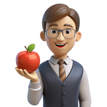 standout vintage Teacher, holding apple, NO BACKGROUND with Transparent Background. luxury png