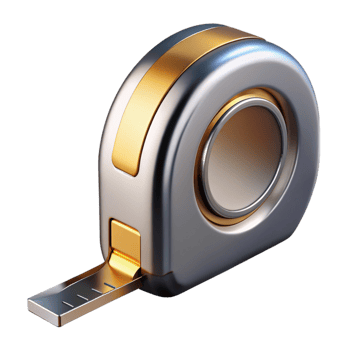 distinguished coastal A tape measure, metallic. NO BACKGROUND with Transparent Background. refined png