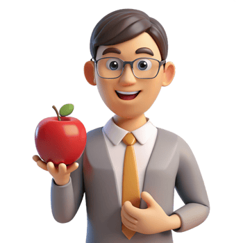 exceptional futuristic Teacher, holding apple, NO BACKGROUND with Transparent Background. elite png