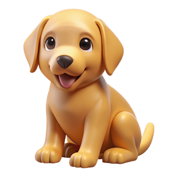 glorious reflective minimalist A playful Golden Retriever puppy, sitting, NO BACKGROUND with Transparent Background. professional png