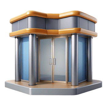 exquisite unparalleled Shopping mall entrance, glass doors, NO BACKGROUND with Transparent Background. png
