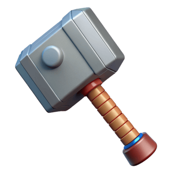 exquisite rare Thor's Hammer, Mjolnir, powerful and iconic, NO BACKGROUND with Transparent Background. png