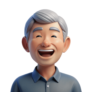 serene celebrated Happy senior man, laughing, NO BACKGROUND with Transparent Background. png