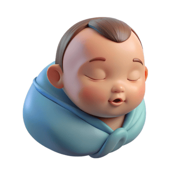 calm picturesque Sleeping baby, peaceful expression, NO BACKGROUND with Transparent Background. studio quality png