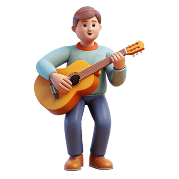 calm stunning Musician, playing guitar, NO BACKGROUND with Transparent Background. luxury png