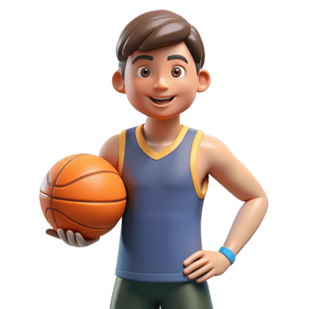 elegant quintessential Athlete, holding basketball, NO BACKGROUND with Transparent Background. png