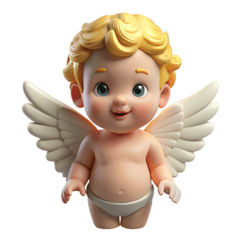 splendid bold traditional A Cherub, small, winged baby angel, NO BACKGROUND with Transparent Background. fine detail png