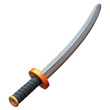 nostalgic exquisite A Japanese Katana, curved, single-edged sword, NO BACKGROUND with Transparent Background. refined png