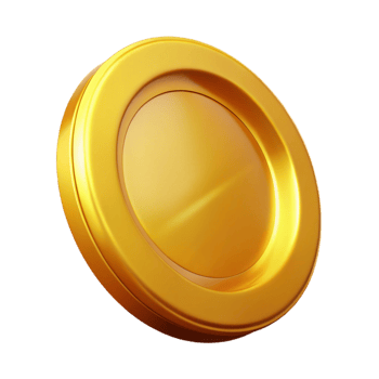 peaceful stunning A single Gold Coin, gleaming and circular, NO BACKGROUND with Transparent Background. gallery standard png