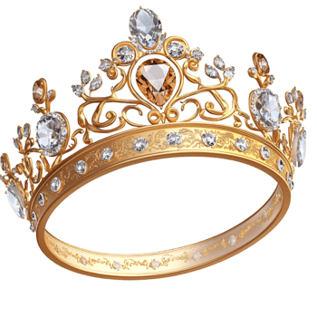 Golden royal crown elegant detailed pearls diamonds rubies and sparkling jewels png
