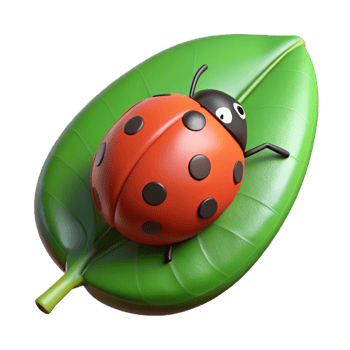 pristine timeless Single ladybug on a green leaf NO BACKGROUND with Transparent Background. png