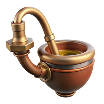 gorgeous modern Steampunk pipe with a brass bowl and a wooden stem. NO BACKGROUND with Transparent Background. expertly shot png
