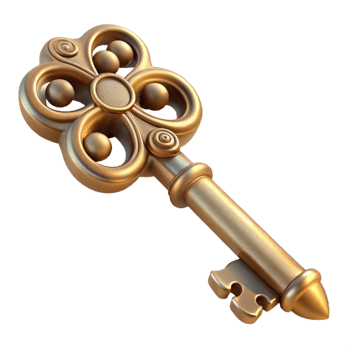 memorable futuristic A vintage skeleton key, ornate and detailed, NO BACKGROUND with Transparent Background. luxury png