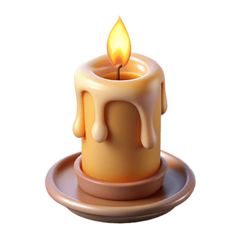 unparalleled modern A single, lit candle with a melting wax drip, NO BACKGROUND with Transparent Background. authentic png