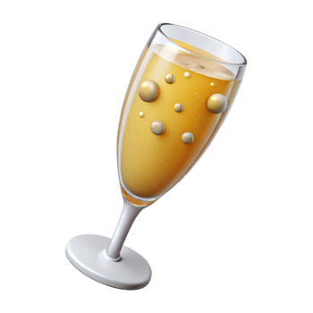 dazzling distinguished A glass of overflowing champagne, with bubbles, NO BACKGROUND with Transparent Background. png