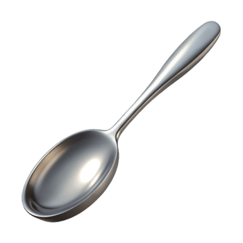 breathtaking dramatic surreal A single, silver spoon, polished, NO BACKGROUND with Transparent Background. artisan png