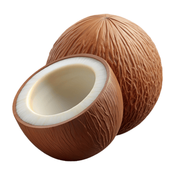 beautiful sought-after A single, brown coconut, whole and uncut, NO BACKGROUND with Transparent Background. png
