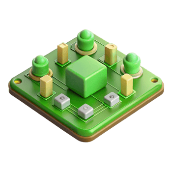 immaculate dramatic tropical A circuit board, green with components. NO BACKGROUND with Transparent Background. ultra HD png