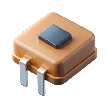 breathtaking iconic A single transistor, close-up. NO BACKGROUND with Transparent Background. png