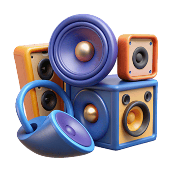 vibrant futuristic A speaker, audio equipment. NO BACKGROUND with Transparent Background. high quality png