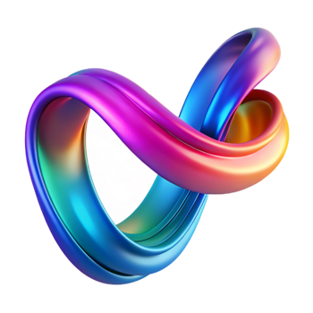 extraordinary bohemian A flowing, ribbon-like form in vibrant gradient colors. NO BACKGROUND with Transparent Background. refined png