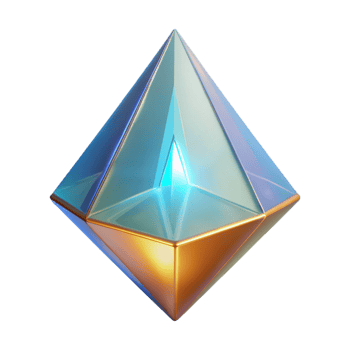mysterious spectacular A floating, translucent pyramid with a glowing core. NO BACKGROUND with Transparent Background. impeccable png