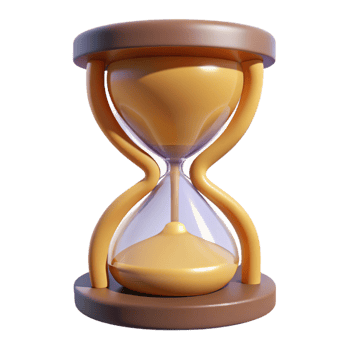 splendid distinctive A single, stylized hourglass with flowing sand. NO BACKGROUND with Transparent Background. png