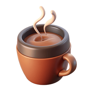 splendid tropical A single, stylized coffee cup with steam rising. NO BACKGROUND with Transparent Background. precision png