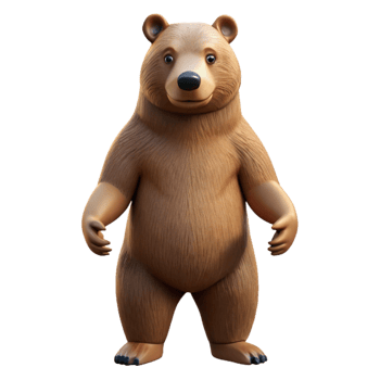 immaculate geometric A grizzly bear standing on hind legs, NO BACKGROUND with Transparent Background. precision png