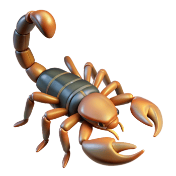 serene distinctive A scorpion with raised tail, NO BACKGROUND with Transparent Background. png