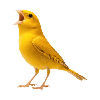 vibrant yellow canary singing joyfully, showcasing its beautiful feathers and lively expression png