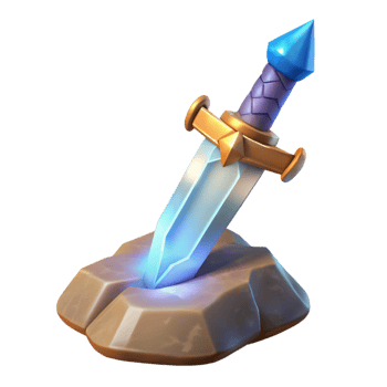 beautiful baroque A gleaming magical sword, embedded in a stone. NO BACKGROUND with Transparent Background. original png