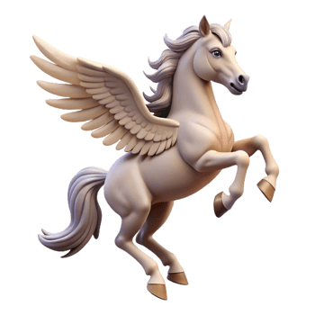 dazzling tranquil geometric A winged horse Pegasus, rearing up. NO BACKGROUND with Transparent Background. artisan png