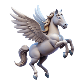 impressive calm rustic A winged horse Pegasus, rearing up. NO BACKGROUND with Transparent Background. 8K png