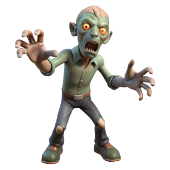 elegant nordic A menacing zombie, reaching out with clawed hands. NO BACKGROUND with Transparent Background. artisan png