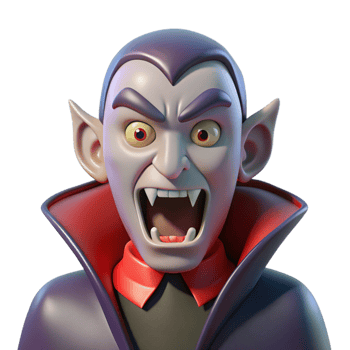 vibrant exemplary A menacing vampire, with fangs bared. NO BACKGROUND with Transparent Background. png