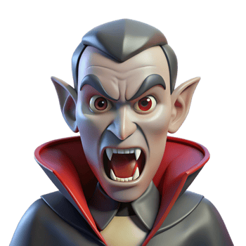 dynamic splendid A menacing vampire, with fangs bared. NO BACKGROUND with Transparent Background. detailed png