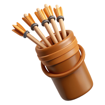 spectacular nostalgic coastal A detailed drawing of a quiver full of arrows, NO BACKGROUND with Transparent Background. original png
