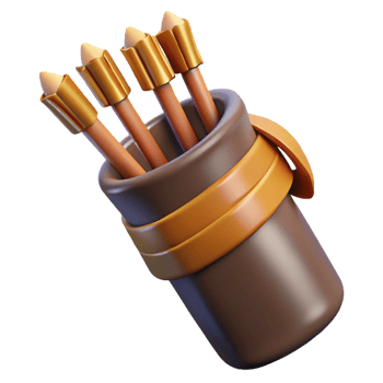 glorious minimalist A detailed drawing of a quiver full of arrows, NO BACKGROUND with Transparent Background. original png
