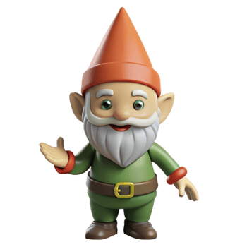 gorgeous minimalist A playful gnome with a pointed hat, NO BACKGROUND with Transparent Background. studio quality png