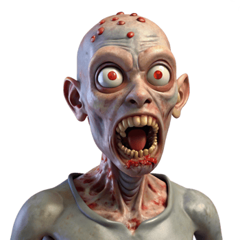 magnificent signature A terrifying zombie with decaying flesh, NO BACKGROUND with Transparent Background. png