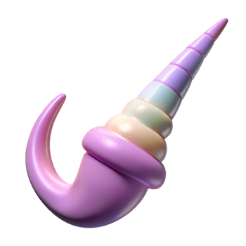 elegant harmonious rustic A graceful unicorn horn, NO BACKGROUND with Transparent Background. ultra HD png
