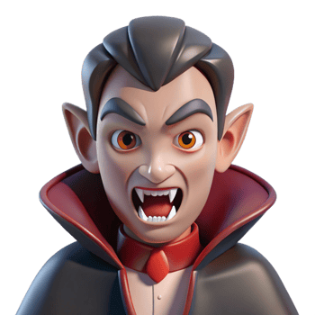 gorgeous intense industrial A menacing vampire with fangs, NO BACKGROUND with Transparent Background. crisp png